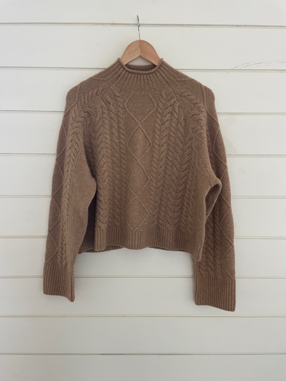 J. Crew Cable Knit Crop Rollneck Sweater size M